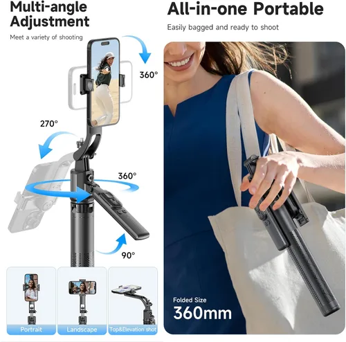Miniatura 4 de Andoer Trípode de seguimiento automático de cara de 64 pulgadas con soporte, trípode de seguimiento de rotación de 360° con control remoto y control