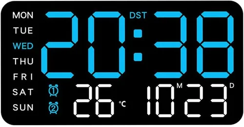 Miniatura 8 de Reloj de pared digital LED decorativo multifuncional, reloj digital grande que muestra la hora, fecha, temperatura, ajuste automático de brillo