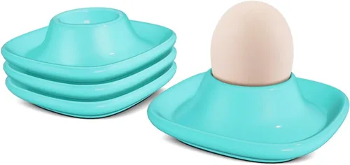 Miniatura 14 de Flexzion Taza de cerámica para huevos – 6 piezas de soporte duro para huevos duros y soporte para huevos hervidos suaves, taza de huevo blanco