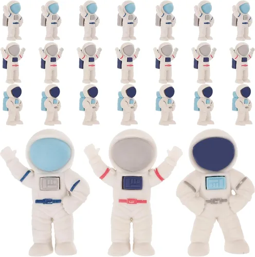 Miniatura 9 de NUOBESTY 24 borradores de astronauta para niños, lindos mini escritorio espacial 3D, juego de borradores de rompecabezas espaciales para premios