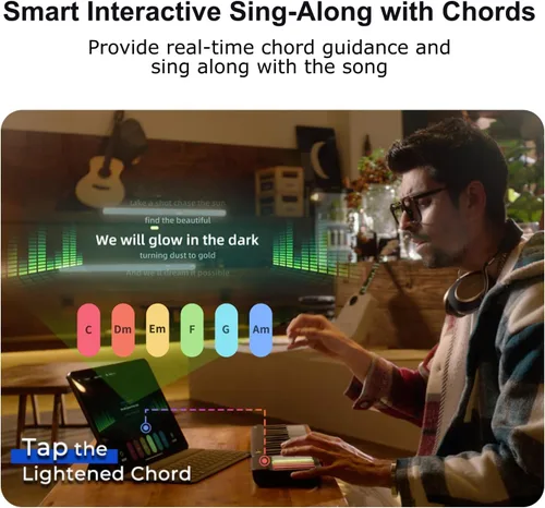 Miniatura 3 de Teclado de piano inteligente Popupiano, teclado de piano digital de 59 teclas para principiantes, luces LED arcoíris y aplicaciones gratuitas, 256