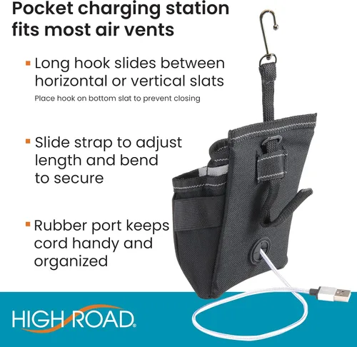 Miniatura 6 de High Road DriverPockets Soporte para teléfono para automóvil y organizador de almacenamiento para asiento delantero con puerto de cable de carga