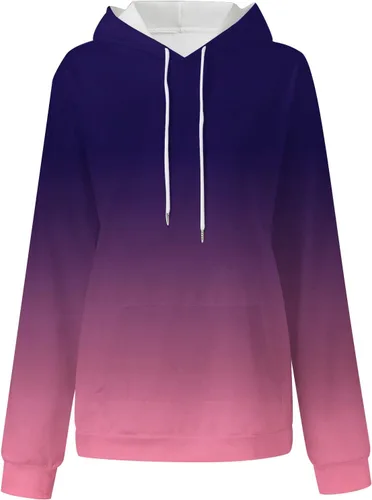 Miniatura 26 de Ceboyel Sudaderas de gran tamaño para mujer, teñido anudado, manga larga, sudaderas con capucha, ajuste holgado, ropa de moda para adolescentes