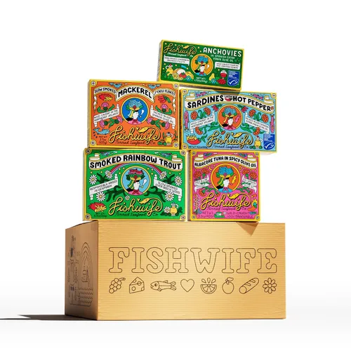 Miniatura 10 de Fishwife Spicy Hot Trio (FBJ Salmon, Mackerel, Sardinas con pimiento picante), paquete de 3 Sin gluten, alto en proteínas, omega-3 capturado