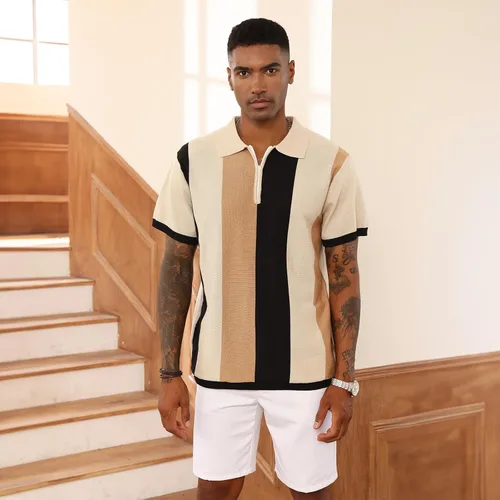 Miniatura 3 de Camisas polo de moda para hombre, camisas de punto vintage a rayas, camisas de golf casuales ajustadas