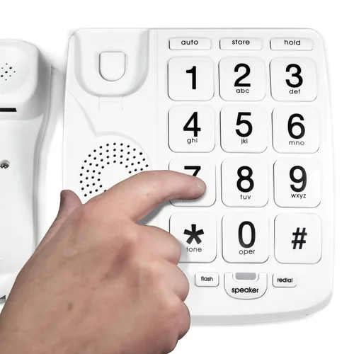 Miniatura 4 de Tyler TBBP-4-WH Teléfono para personas mayores - Teléfono fijo de botón grande para ancianos con altavoz, marcación rápida, control de volumen