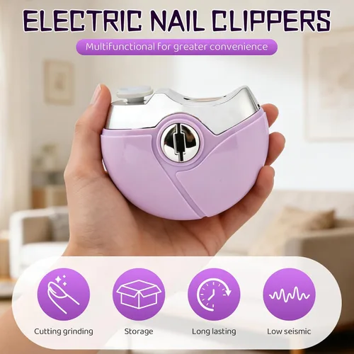 Miniatura 4 de Cortaúñas eléctrico, 2 en 1, cortaúñas automático, con 2 velocidades ajustables, recortador de uñas para personas mayores, adultos (caqui)