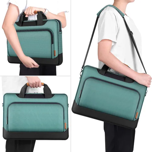 Miniatura 2 de DOMISO Bolsa para laptop de 17-17.3 pulgadas de gran capacidad con correa para el hombro para Dell XPS/HP Pavilion 17/Lenovo Chromebook 317, Verde