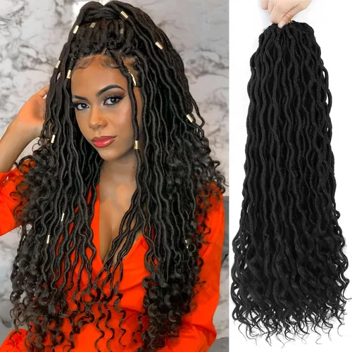 Miniatura 10 de Trenzas postizas Goddess, 6 paquetes de 18 pulgadas, cabello lacio, trenzado con ganchillo, para mujeres negras, trenzas postizas ombre con puntas