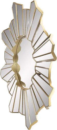 Miniatura 3 de Northlight Espejo de pared redondo de vidrio con ondas de sol de oro brillante de 25 pulgadas