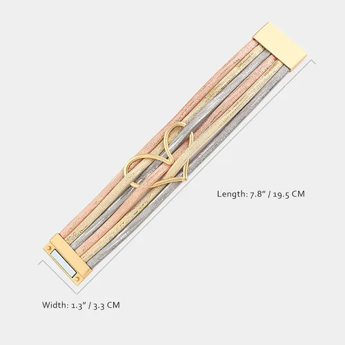 Miniatura 4 de hotoo Pulseras apilables de cuero con dije de corazón para mujer, pulsera de amor de moda, joyería de Navidad, aniversario de cumpleaños