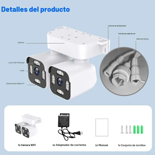 Miniatura 7 de Cámaras Dual Lens para Exteriores 2.5K/5MP Cámaras para Casa con Cable Enchufables Cámara WiFi Inalámbrica con Audio y Video, PTZ, Seguimiento