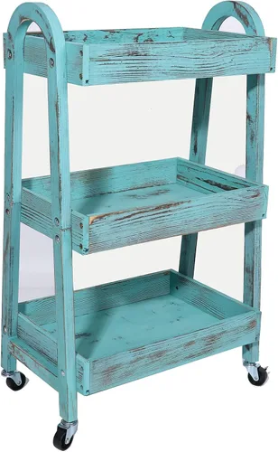 Miniatura 9 de Carrito utilitario rodante de 3 niveles con ruedas con cerradura, almacenamiento delgado, carrito de alta resistencia, estantería móvil, organizador