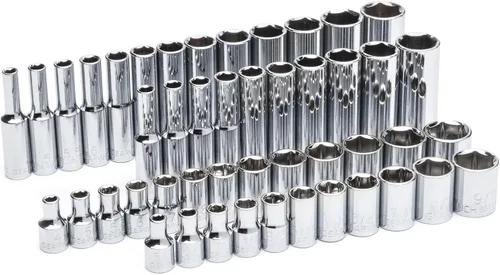 GEARWRENCH 80314D - Juego de llaves de 47 piezas, de 1/4", de 6 puntos, estándar y profundo, SAE/métrico