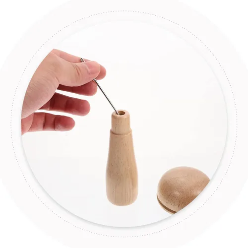 Miniatura 7 de HEALLILY 1 juego de suministros de madera Darner de madera con agujas de coser, enhebrador de banda de goma