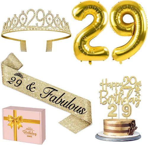 Miniatura 54 de Decoraciones doradas de 70 cumpleaños para mujer con banda y tiara de cumpleaños 70, adorno para pastel y velas, globos de números, regalos de 70