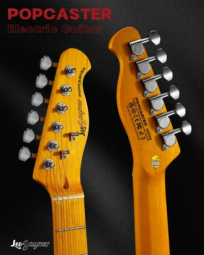 Miniatura 4 de Leo Jaymz Guitarra eléctrica en color brillante, cuerpo de caoba de alto brillo y cuello de arce duro, golpeador acrílico transparente de alta