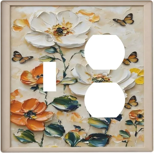 Miniatura 26 de Cubiertas Decorativas de Arte para Interruptores de Luz, Hojas de Otoño, Placa de Pared de Palanca Individual, Cubierta Decorativa de Interruptor