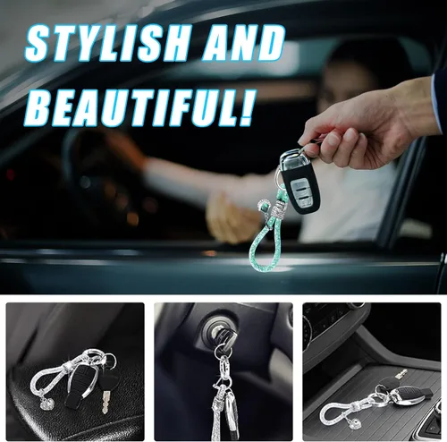 Miniatura 5 de Ziciner Llavero de cristal brillante para mujeres y niñas, llavero de automóvil con purpurina, accesorios universales para llavero (verde)