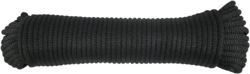 Cuerda de poliéster Dacron negra de 3/16 pulgadas, 100 pies, trenza sólida, grado industrial, alta resistencia a los rayos UV y a la abrasión, baja