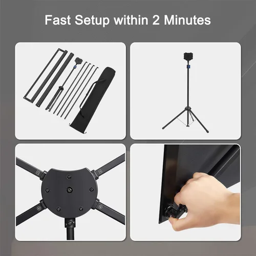 Miniatura 5 de Pantalla de proyector con soporte, pantalla de proyector portátil y soporte, 60 pulgadas 16:9, pantalla de proyección al aire libre, marco