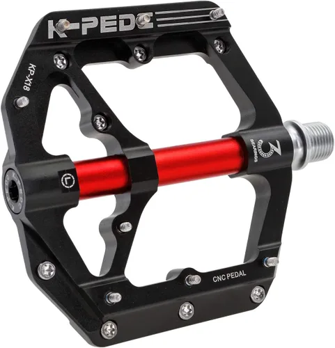Miniatura 4 de Pedales de bicicleta de aleación de aluminio de 9/16" MTB Plataforma ancha plana antideslizante con 3 rodamientos para bicicletas de montaña