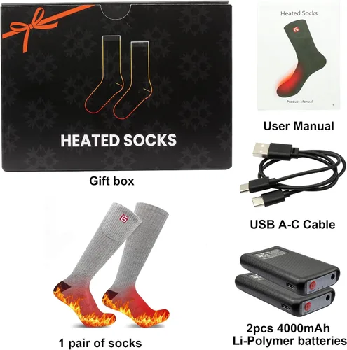 Miniatura 9 de Magnolia Calcetines calefactables, calcetines eléctricos recargables para hombres y mujeres, calentadores de pies de invierno con 3 ajustes de calor