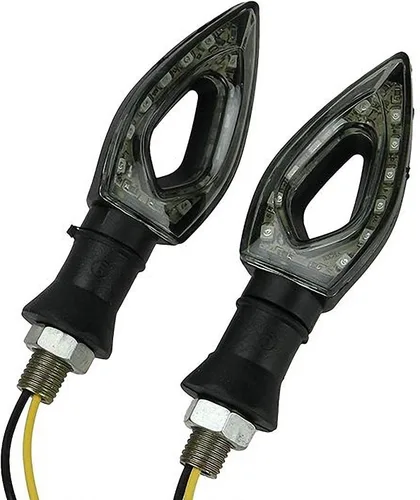 Miniatura 3 de 2PCS Motorcycle Diamond Turn Signal Blinkers Black ABS LED Indicators Compatible for 2015 Yamaha FZ1
