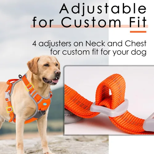 Miniatura 5 de ThinkPet Arnés deportivo transpirable, antitirones para perro, con asa, arnés reflectante y ajustable para perros medianos o grandes, clip trasero