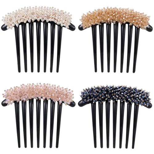 Peine lateral de perlas para mujer, peines de pelo con diamantes de imitación, 7 dientes, accesorios de cristal vintage, accesorios para tocados