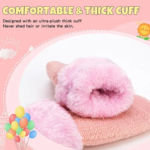 Miniatura 2 de Winter Mittens Gloves Beanie Hat Set for Kids Baby Toddler Children, Thick Warm Knit Fleece Lined Thermal Set for Boys Girls