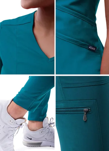 Miniatura 5 de Adar Pro - Conjunto médico moderno para mujer - Camiseta médica moderna con cuello en V y pantalón médico, pantalón de yoga