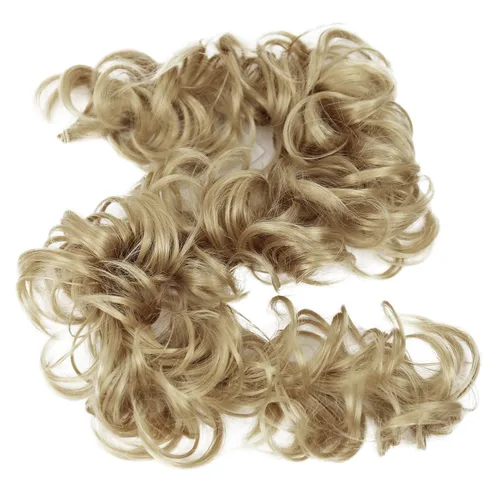 Miniatura 16 de CAISHA Postizo de Cabello, Envoltura de Cabello, Fibras Sintéticas Resistente al Calor, Rizado Desordenado, Recogido, Negro HW6