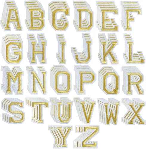 Miniatura 7 de 104 parches de letras doradas para planchar, letras de tela bordadas para ropa, chaquetas, jeans, sombreros, mochilas, calcetines Dorado