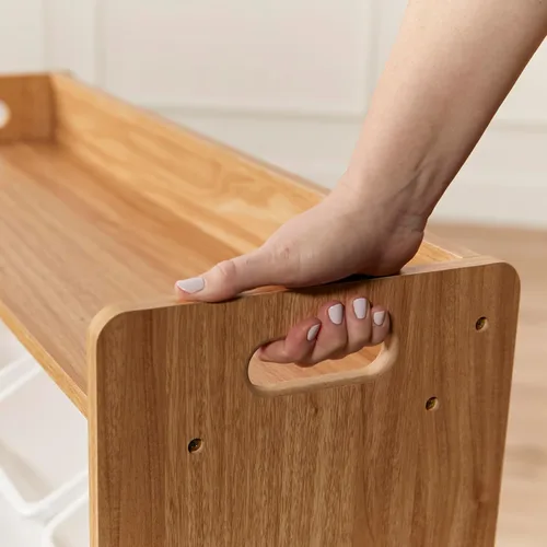 Miniatura 9 de ECR4Kids Organizador de 3 niveles con estante y 9 contenedores, almacenamiento para juguetes, natural oscuro/blanco