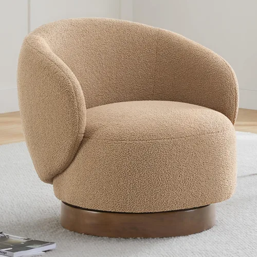 Miniatura 15 de KISLOT Silla giratoria moderna de barril redondo con tela tapizada de rendimiento para sala de estar, dormitorio, sala de espera, 1 caja