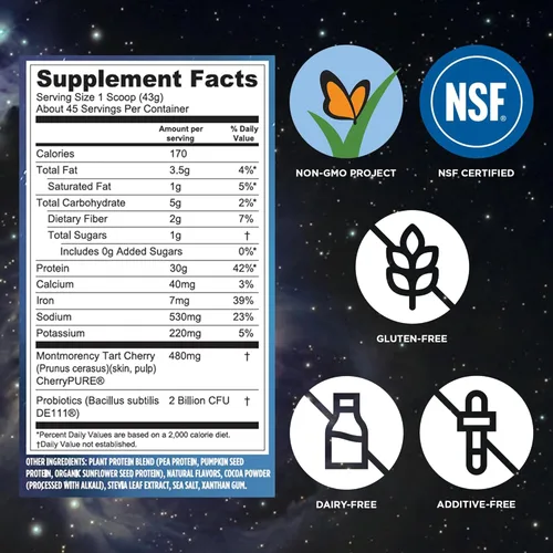 Miniatura 4 de Vega Sport Proteína Vegana en Polvo + Recuperación - 30g de Proteína a Base de Plantas por Porción, Mocha, 45 Porciones, 5g de BCAA, Probióticos