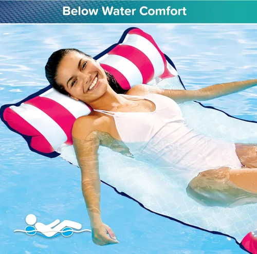 Miniatura 5 de Aqua Original Monterey - Flotador de piscina y hamaca de agua 4 en 1, multiusos, inflable para adultos, material patentado de PVC grueso y Rosa