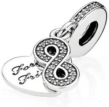 Miniatura 3 de CZVIVIRY Love Forever Friends - Dije colgante de corazón de plata de ley 925, collar y pulsera para mujer, Plata esterlina