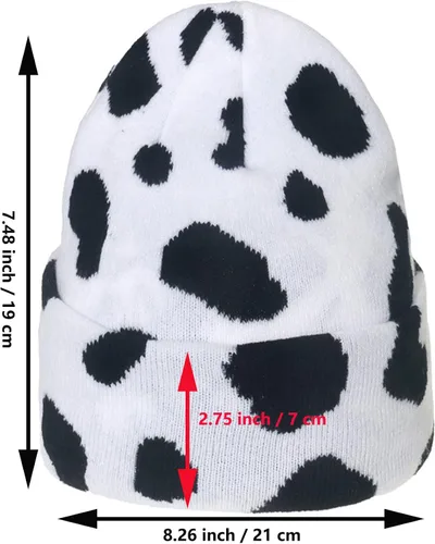 Miniatura 2 de IHAUIUE Gorro de punto con estampado de animales, gorro de calavera de doble capa para mujer, hombre, One Size-Large