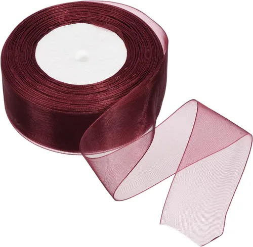 Miniatura 13 de PATIKIL Cinta de organza transparente de 1-37/64 pulgadas, 50 yardas, 1 rollo de tela decorativa de gasa para envolver regalos, manualidades, ramo