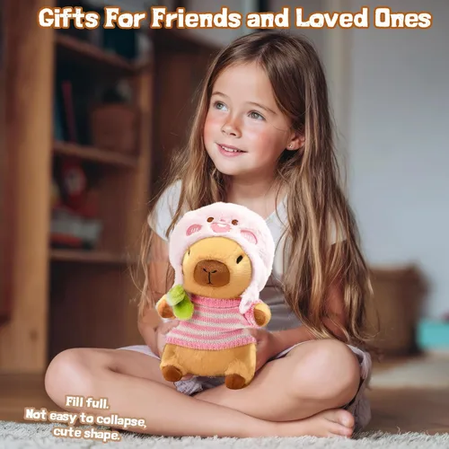 Miniatura 4 de Capybara - Peluche de Capybara con 9 prendas y accesorios, súper suave, para niños y niñas de 10.2 pulgadas (Capybara negro)