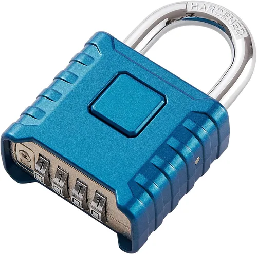 Miniatura 14 de 1 cerradura de combinación de 4 dígitos resistente, desbloqueo con un toque, función antierror, candado grande impermeable de alta seguridad