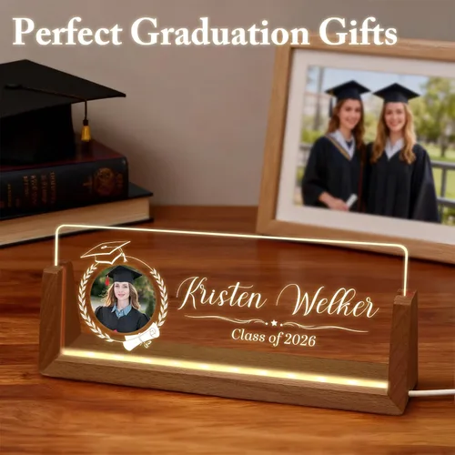 Miniatura 3 de Placa de nombre de escritorio personalizada, placa de identificación acrílica personalizada para escritorio, regalos de graduación para la clase