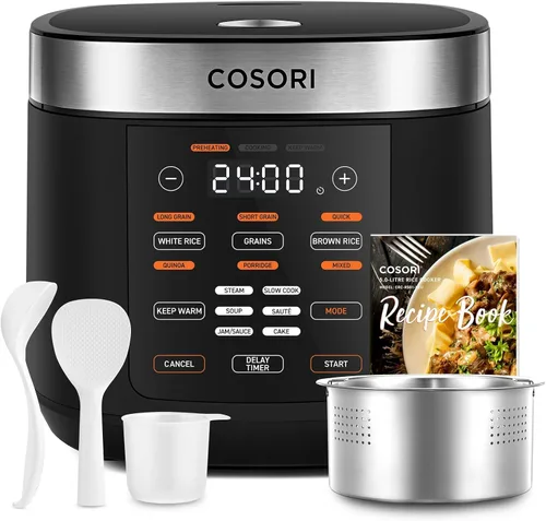 Miniatura 8 de COSORI Arrocera 10 Tazas, Mantiene Caliente 24h, Olla Interna de Cerámica Antiadherente, Arrocera Lógica Difusora de 18 Funciones con Cesta de Vapor