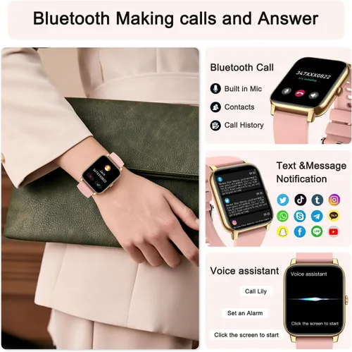Miniatura 2 de Reloj inteligente para mujer con rastreador de ejercicios: relojes inteligentes para mujer, relojes digitales para hombre, marca/respuesta