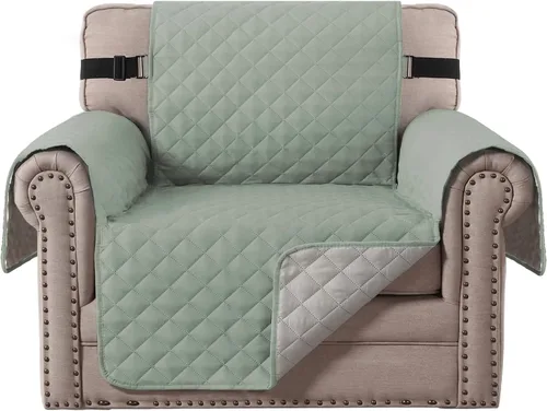 Miniatura 68 de H.VERSAILTEX Funda de sofá resistente al agua para sofá de 3 cojines, reversible, protector de muebles acolchado con correa elástica, funda de sofá