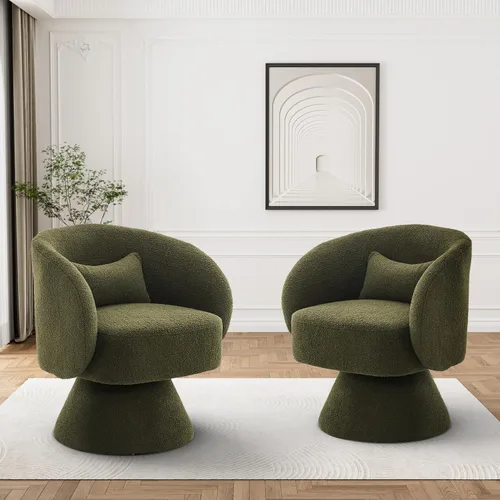 Miniatura 11 de Silla Giratoria de Barril, Sillas Giratorias de Acento Acolchadas Cuddle Tapizadas para Sala de Estar, Cómoda Silla Giratoria Redonda Pequeña Negra