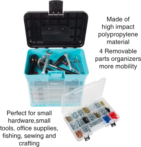Miniatura 3 de Caja de herramientas portátil - Organizador de piezas pequeñas con cajones y compartimentos personalizables para herramientas, aparejos, cuentas