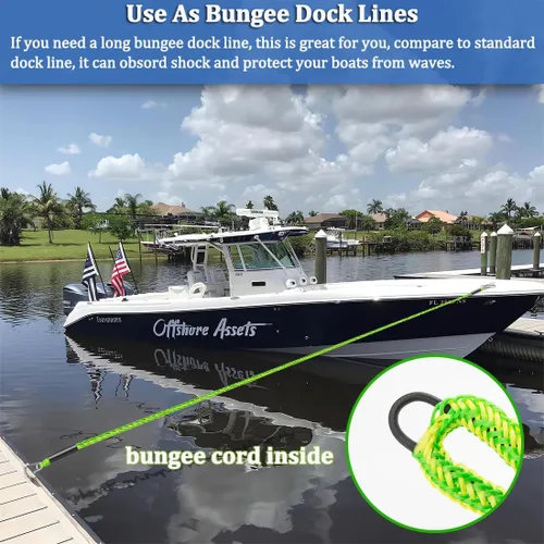 Miniatura 6 de Líneas de muelle elástico para barcos, Líneas de anclaje de bungee para barcos, Cuerda de anclaje elástica para barcos, Línea de anclaje PWC